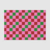 Red Pink Green Checkered Pattern Design  Seidenpapier (Vorderseite)