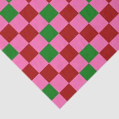 Red Pink Green Checkered Pattern Design  Seidenpapier (Ausschnitt)