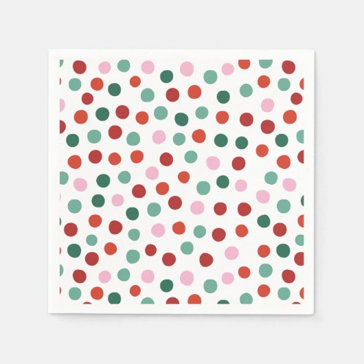 Red Pink Green Polka Dots Kinder Weihnachten Serviette (Vorderseite)