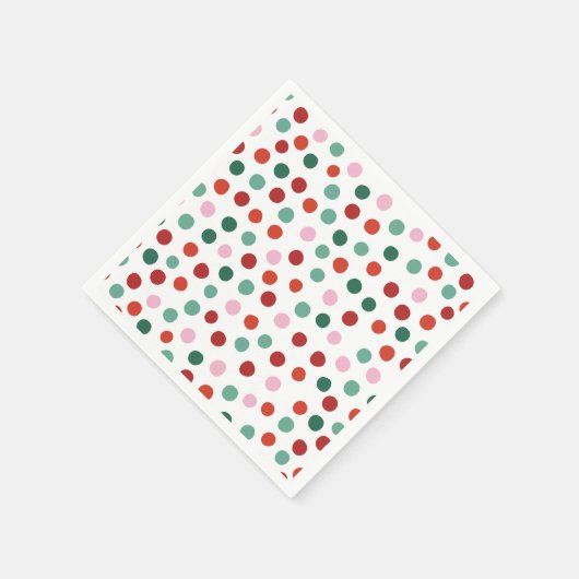 Red Pink Green Polka Dots Kinder Weihnachten Serviette (Ecke)