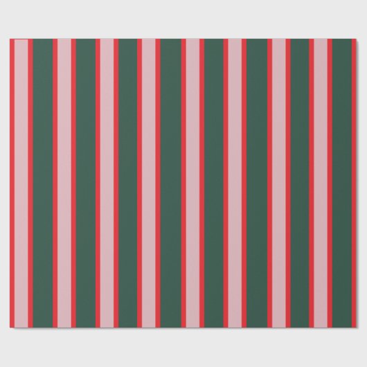 Red, Pink & Green Stripe Geschenkpapier (Flach)