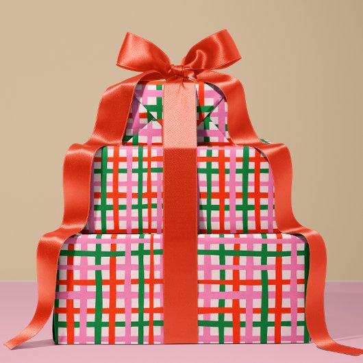Red Pink Green Stripes Geschenkpapier