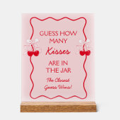 Red Pink Guess Wie viele Kisses Brautparty Game Acrylschild