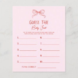 Red Pink Hand Drawn Bow Guess The Baby Food Game