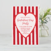 Red Pink Hand Drawn Heart Frame Galentine's Party Einladung (Stehend Vorderseite)