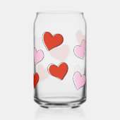 Red & Pink Hand Drawn Hearts Can Glass Dosenglas (Rückseite)