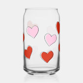 Red & Pink Hand Drawn Hearts Can Glass Dosenglas (Links)