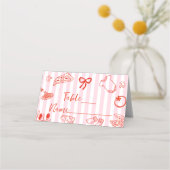 Red & Pink Hand Drawn Pizza Baby Shower Place Card Platzkarte (Vorderseite)