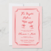 Red + Pink Handwritten Wedding Rehearsal Dinner (Vorderseite)