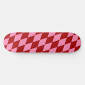 Red Pink Harlequin Checkered Design Skateboard (Horizontal)