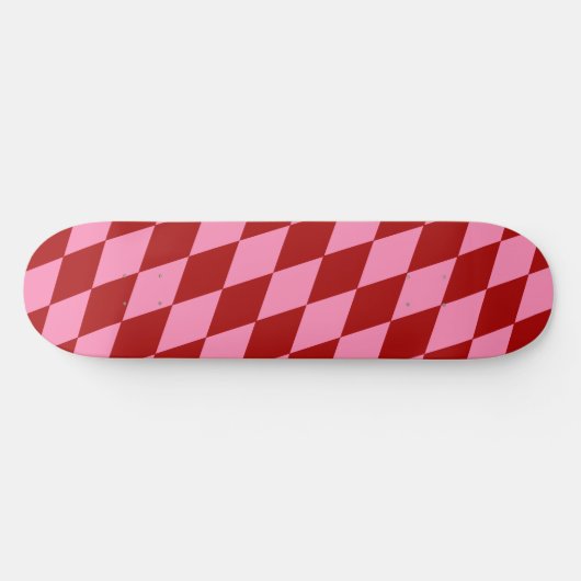 Red Pink Harlequin Checkered Design  Skateboard (Horizontal)