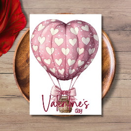 Red pink heart balloon Happy Valentines Day Feiertagskarte