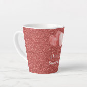 Red Pink Heart Balloons Glitter Sweetheart Milchtasse (Linke Ecke)