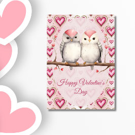 Red Pink Heart Birds  Happy Valentines Day Feiertagskarte