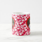 Red & Pink Heart Pattern Two Photo Personalized Kaffeetasse (Mittel)