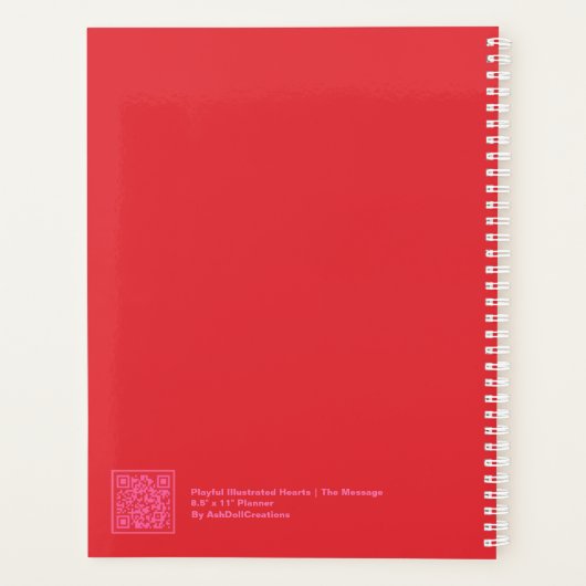 Red/Pink Hearts Block Quote | Fully Customizable Planer (Rückseite)