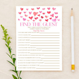 Red Pink Hearts finden das Guest Baby Shower Game Briefpapier