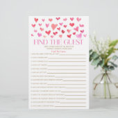 Red Pink Hearts finden das Guest Baby Shower Game Briefpapier (Stehend Vorderseite)