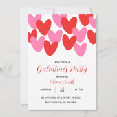 RED PINK HEARTS GALENTINES DAY PARTY INVITATION EINLADUNG (Vorderseite)