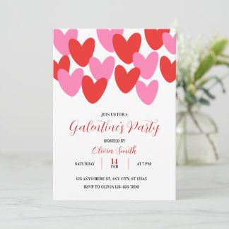 RED PINK HEARTS GALENTINES DAY PARTY INVITATION EINLADUNG