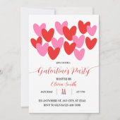 RED PINK HEARTS GALENTINES DAY PARTY INVITATION EINLADUNG (Vorderseite)