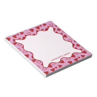 Red Pink Hearts Pattern Valentine Gift Notepad Notizblock