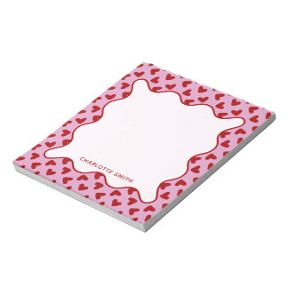 Red Pink Hearts Pattern Valentine Gift Notepad Notizblock