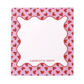Red Pink Hearts Pattern Valentine Gift Notepad Notizblock (Vorderseite)
