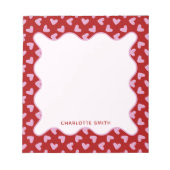 Red Pink Hearts Pattern Valentine Gift Notepad Notizblock (Vorderseite)