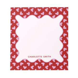 Red Pink Hearts Pattern Valentine Gift Notepad Notizblock