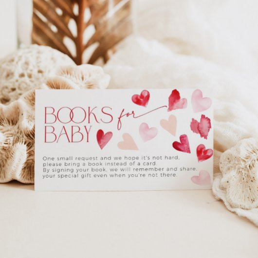 Red Pink Hearts Valentine Books for Baby Request Begleitkarte