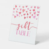 Red Pink Hearts Valentine Gift Table Party Sign Sockelschild (Vorderseite)