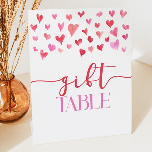 Red Pink Hearts Valentine Gift Table Party Sign Sockelschild