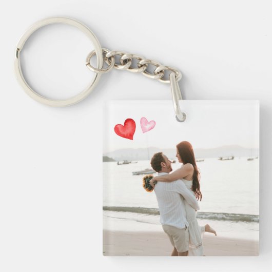 Red & Pink Hearts Valentine's Day Minimalist Schlüsselanhänger (Vorderseite)