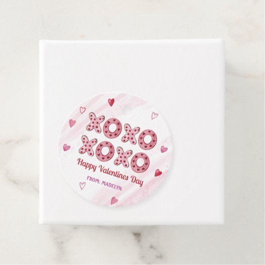 Red & Pink Hearts XOXO Valentines Geschenktasten Geschenkanhänger (Beispiel)