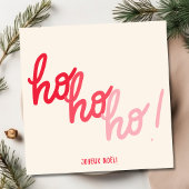 Red Pink Hohoho Joyeux Noel Script Christmas Card
