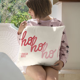 Red Pink Hohoho Joyeux Noel Typography Funny Kissen