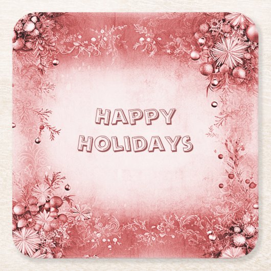 Red Pink Holiday Paper Untersetzer (Vorderseite)