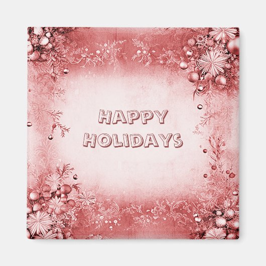 Red Pink Holiday Weihnachtsmagnet Magnet (Vorne)
