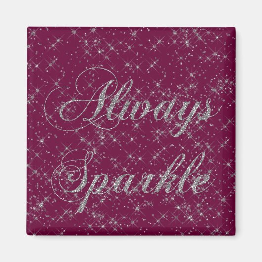 Red Pink Inspiration Sparkle Silver Glitzer Magnet (Vorne)