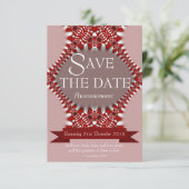 Red Pink Lace Save the Date Hochzeitsankündigung Einladung (Stehend Vorderseite)