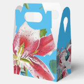 Red Pink Lily Floral Blue Hochzeitstorte Box Geschenkschachtel (Geöffnet)