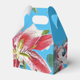 Red Pink Lily Floral Blue Hochzeitstorte Box Geschenkschachtel