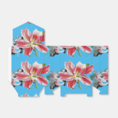 Red Pink Lily Floral Blue Hochzeitstorte Box Geschenkschachtel (Ungefaltet)