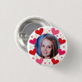 Red Pink Love Hearts Custom Photo Personalized Button (Vorne & Hinten)