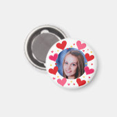 Red Pink Love Hearts Custom Photo Personalized Magnet (Vorderseite/Rückseite)