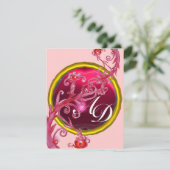 RED PINK MAGIC BERRIES, RUBY GEMSTONE MONOGRAM EINLADUNG (Stehend Vorderseite)