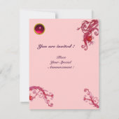 RED PINK MAGIC BERRIES, RUBY GEMSTONE MONOGRAM EINLADUNG (Rückseite)
