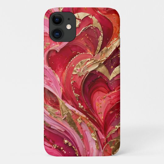 Red & Pink Marble Gold iPhone 11 Case (Rückseite)