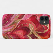 Red & Pink Marble Gold iPhone 11 Case (Rückseite (Horizontal))